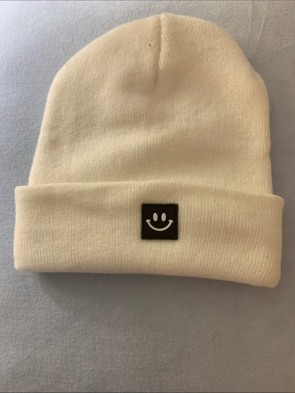 Source Unknown Cream Kids Smiley Beanie Hat